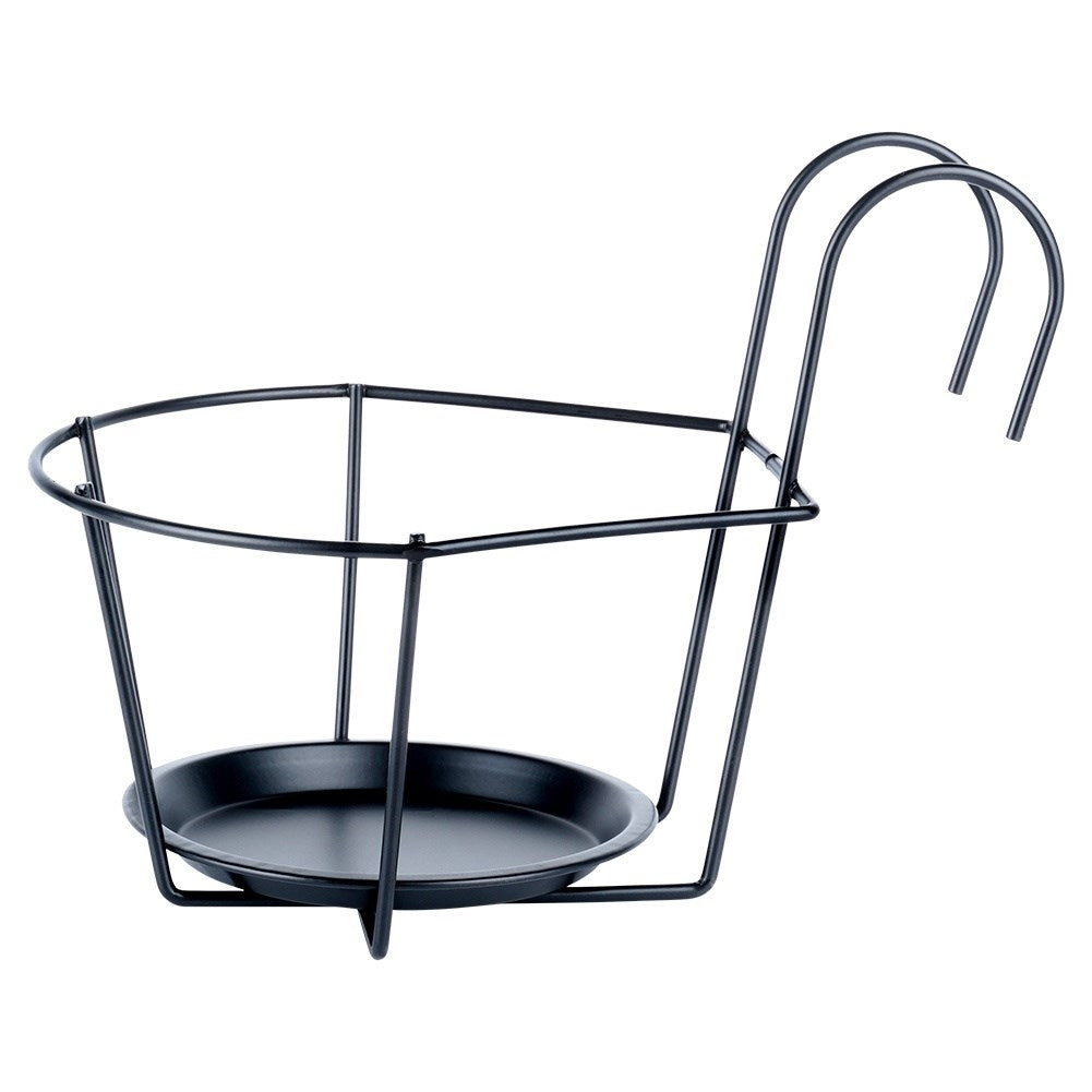 Strong metal bracket for safe hanging of pots outdoors