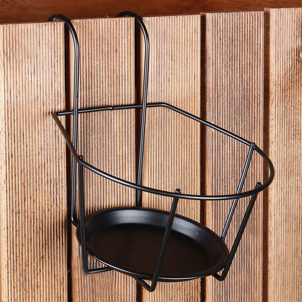 Strong metal bracket for safe hanging of pots outdoors