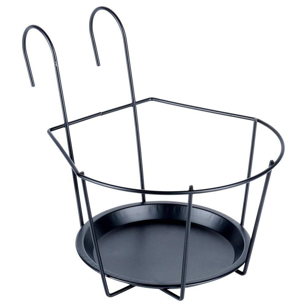 Strong metal bracket for safe hanging of pots outdoors