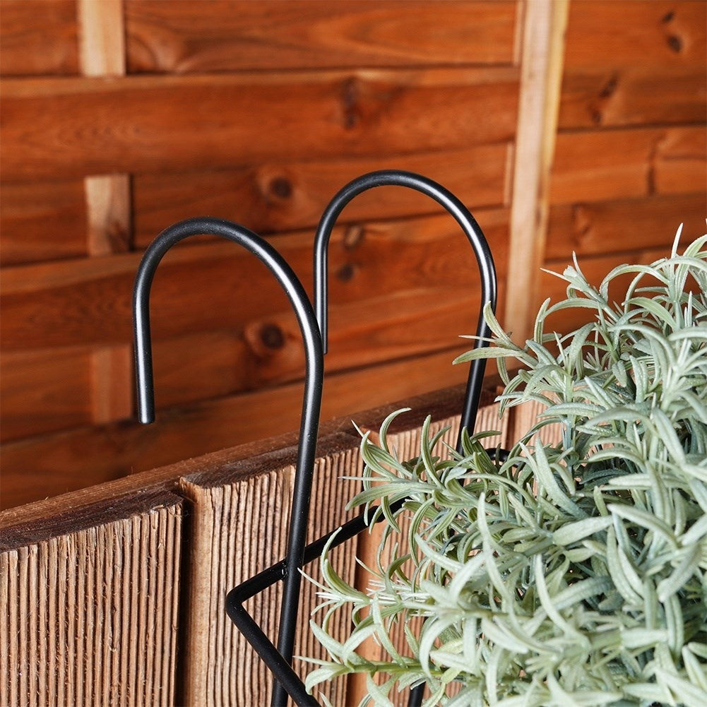 Strong metal bracket for safe hanging of pots outdoors