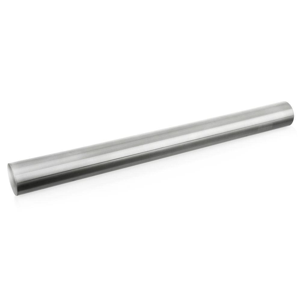 Sturdy rolling pin without handle in stainless steel, 40 cm long