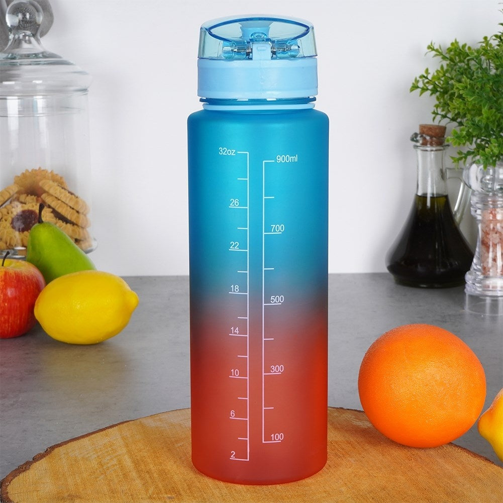 Stylish 1L Water Bottle with Ombre Design and Inspirational Texts