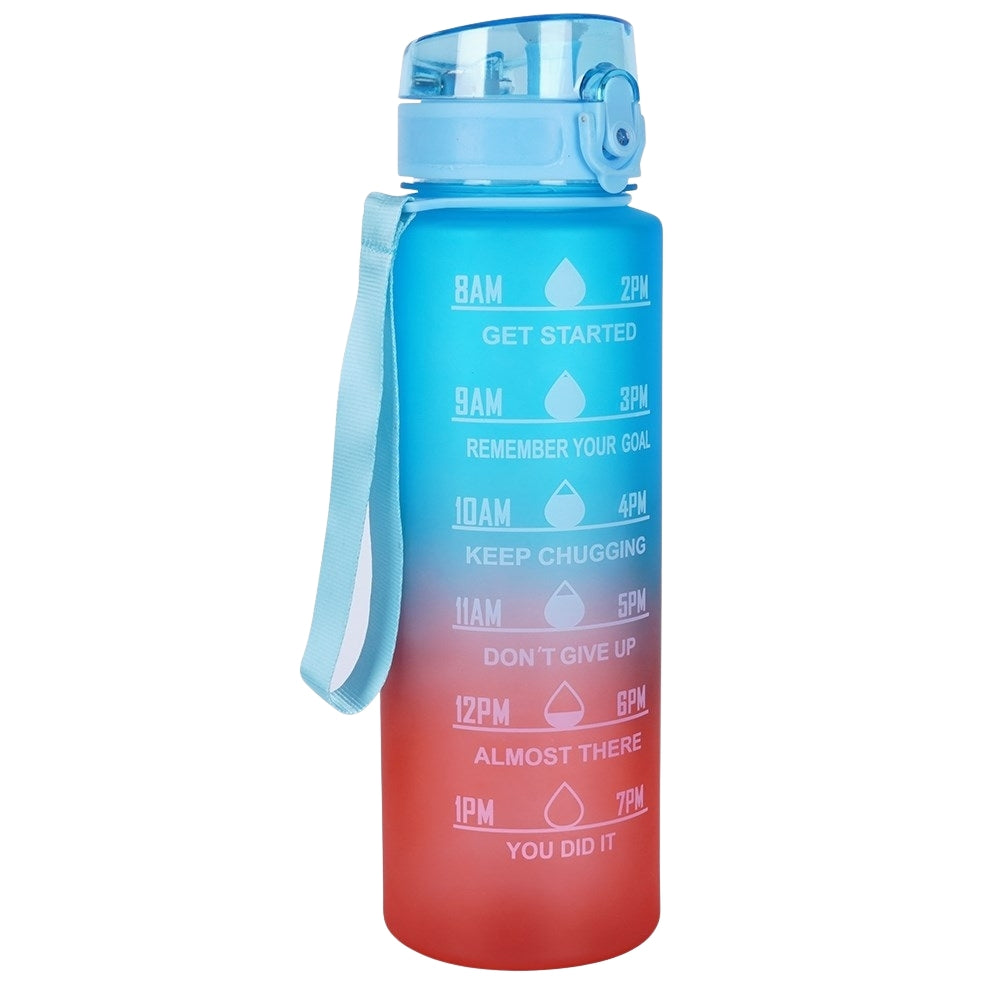Stylish 1L Water Bottle with Ombre Design and Inspirational Texts