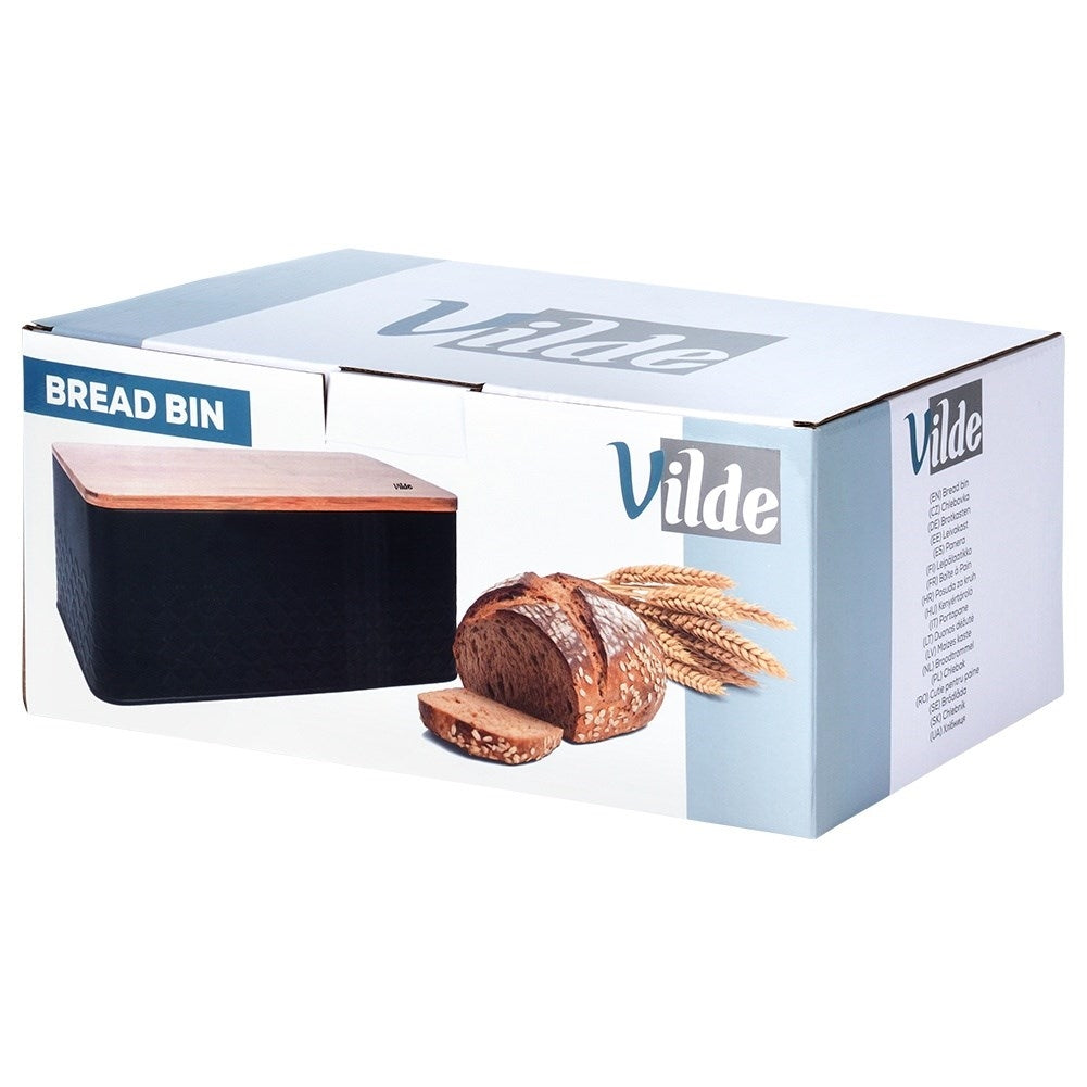 Stylish Black Metal Bread Box with Cutting Board Lid