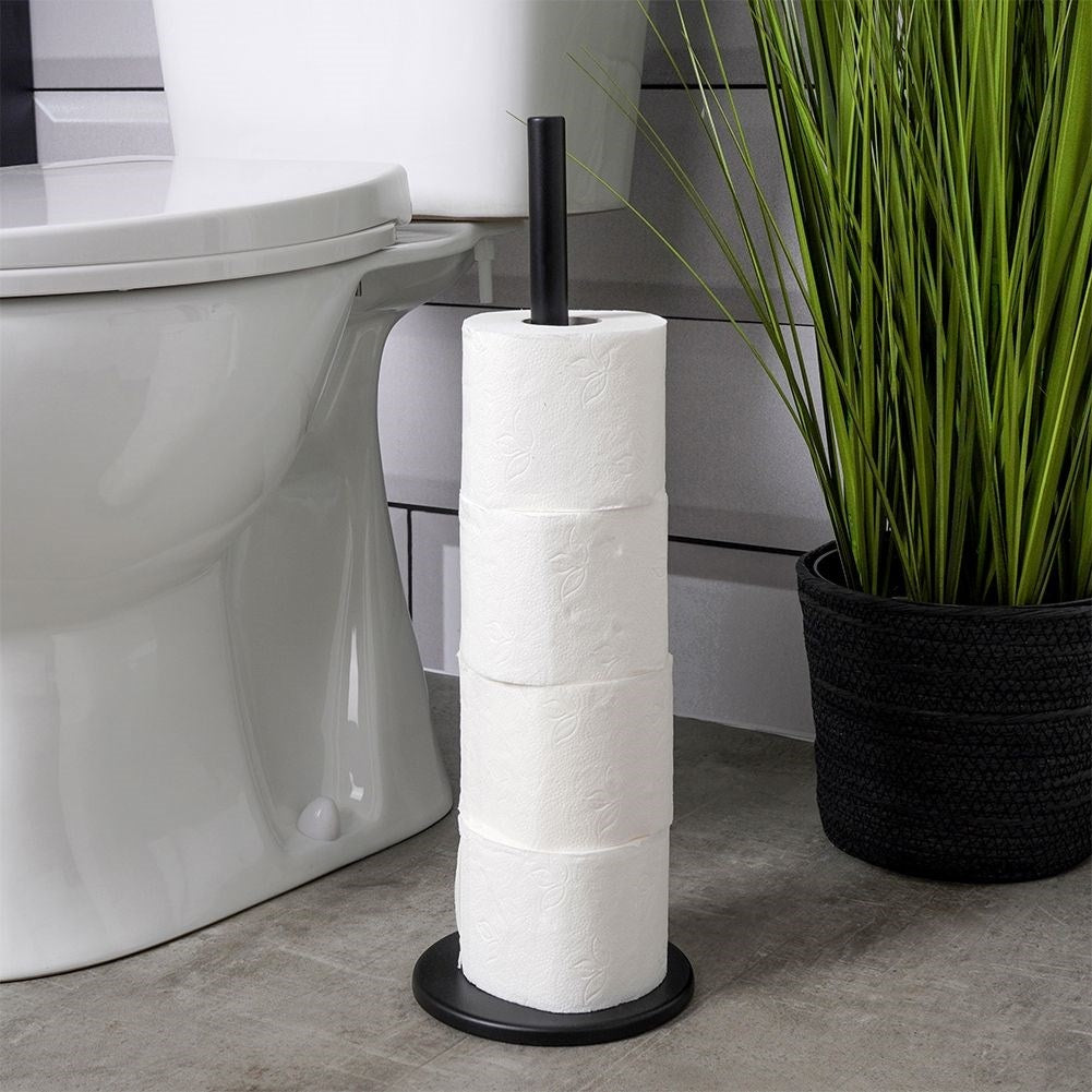Stylish Black Toilet Roll Holder in Stainless Steel