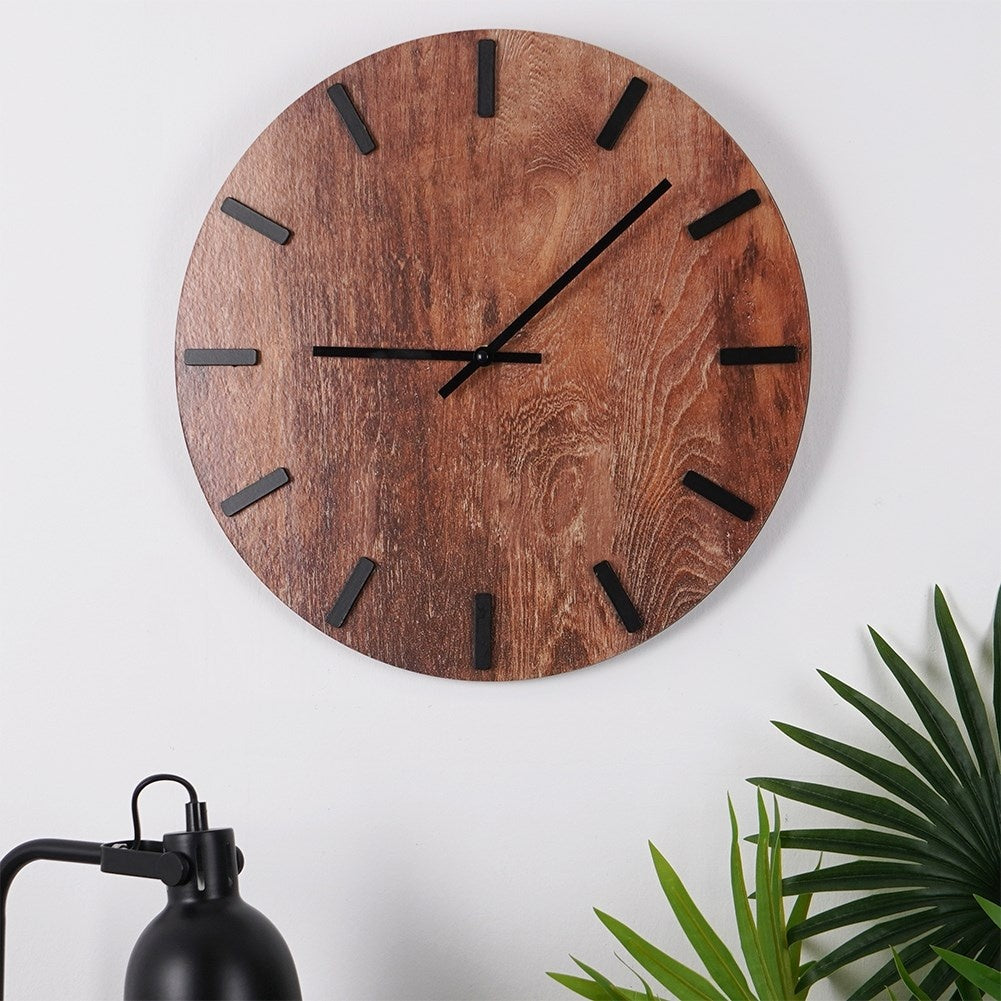 Stylish Black Wall Clock 40 cm in MDF and Metal