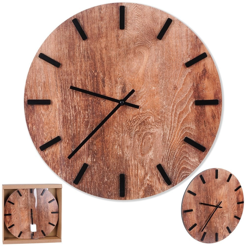 Stylish Black Wall Clock 40 cm in MDF and Metal