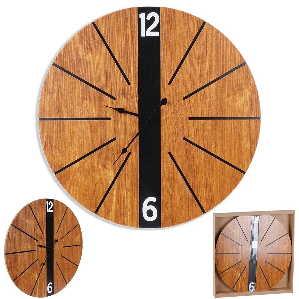 Stylish Black Wall Clock 60 cm in MDF and Metal