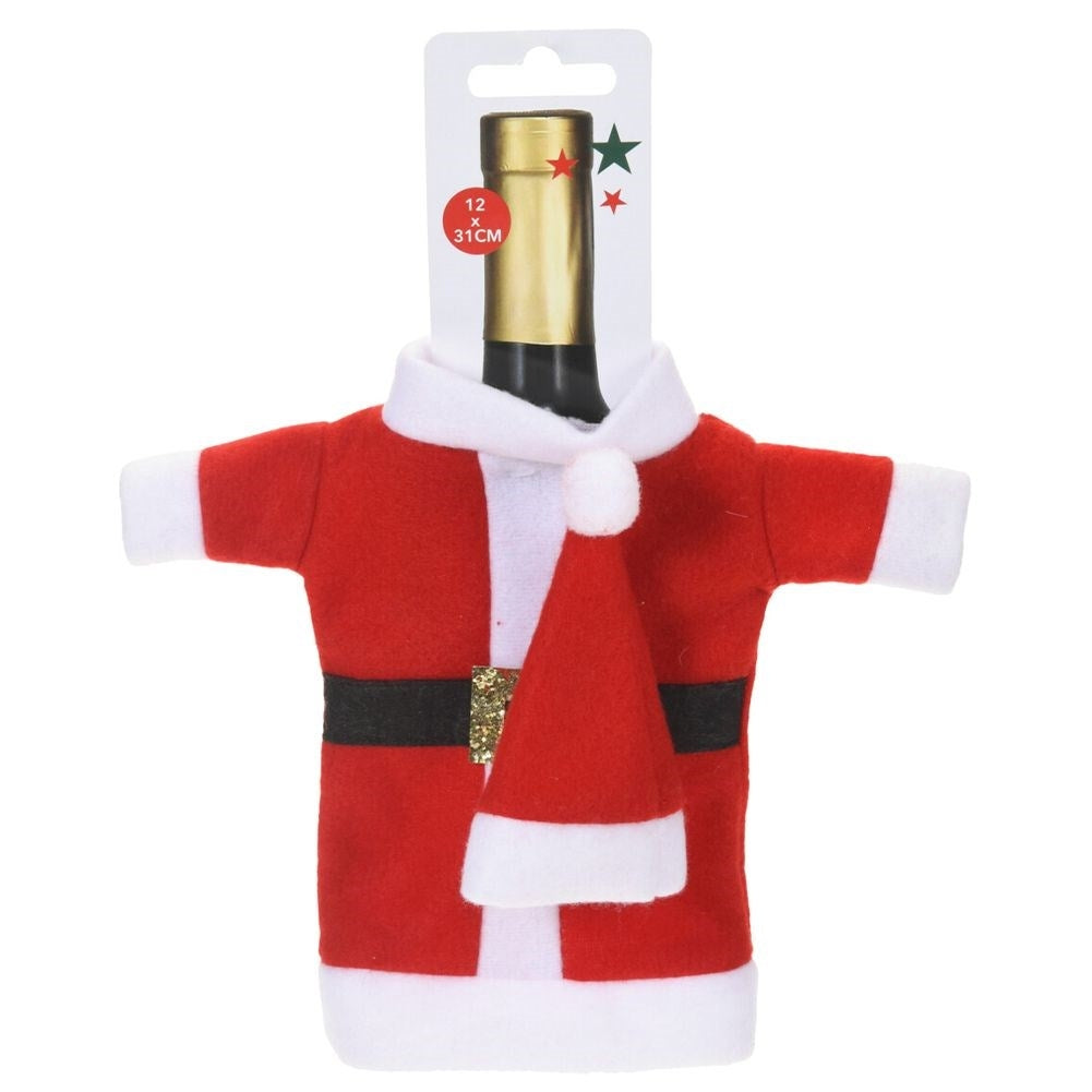Stylish Christmas bottle case: jacket & Santa hat set