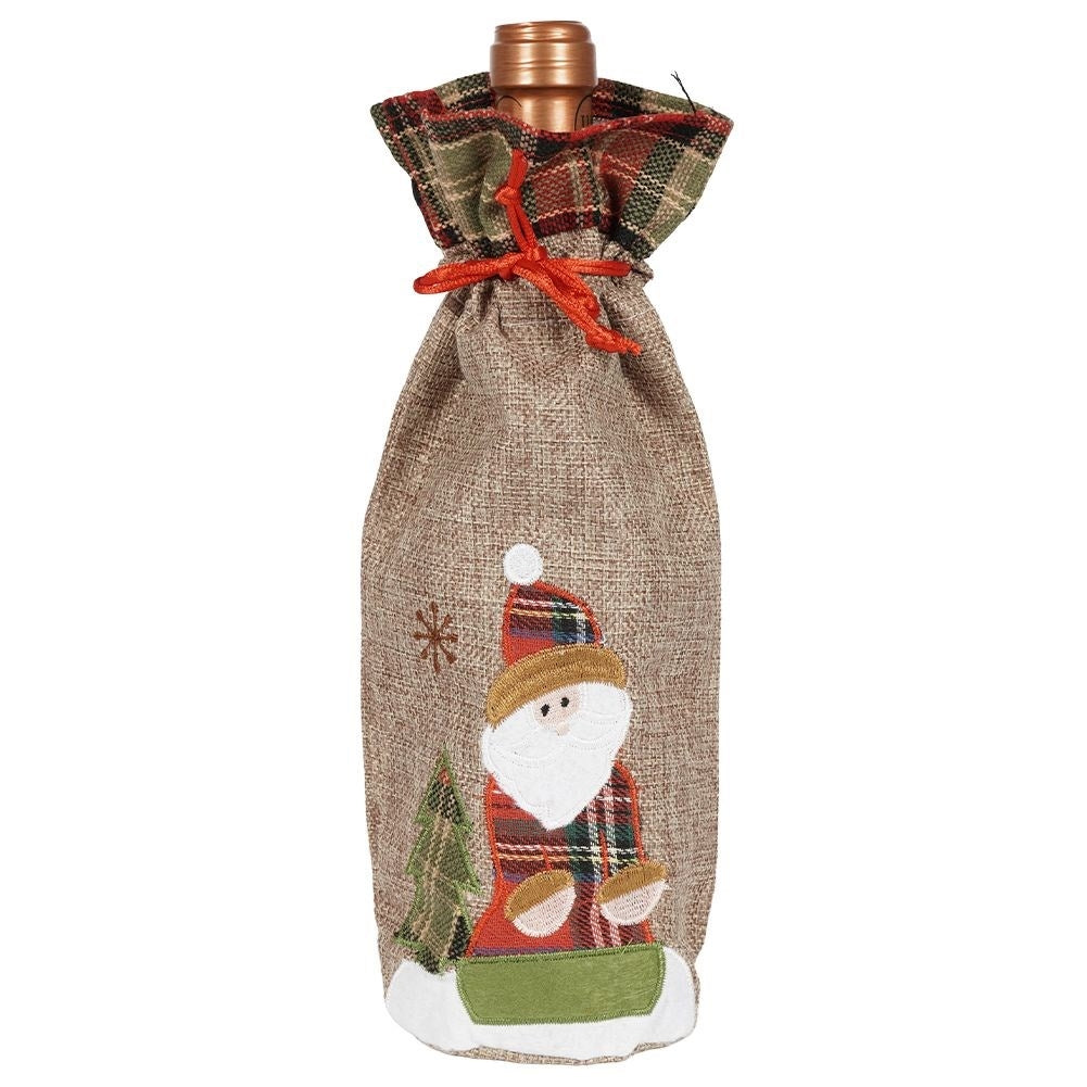 Stylish Christmas decoration for wine bottle in high-quality jute