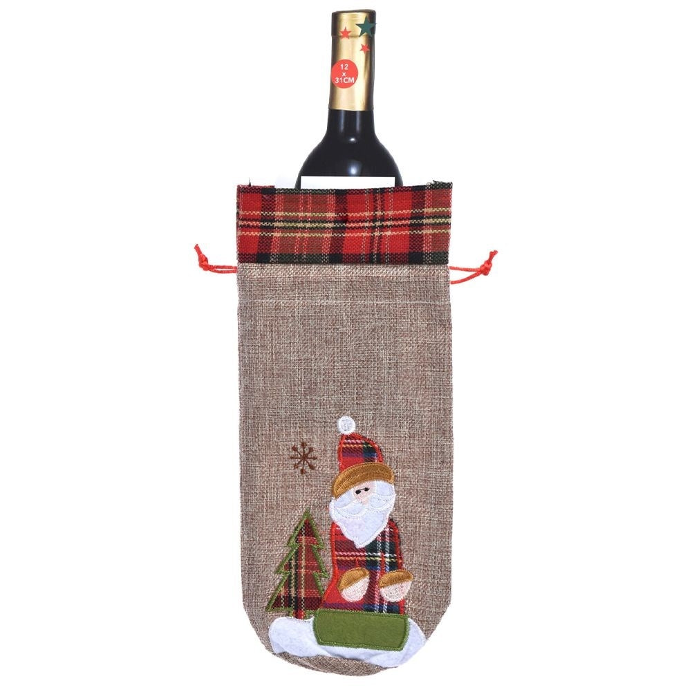 Stylish Christmas decoration for wine bottle in high-quality jute