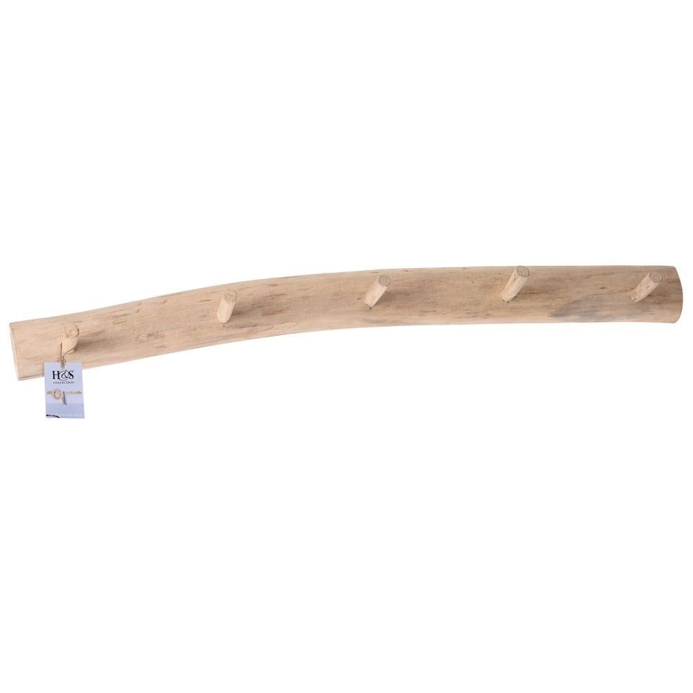 Stylish Clothes Hanger in Durable Teak Wood with 5 Hooks
