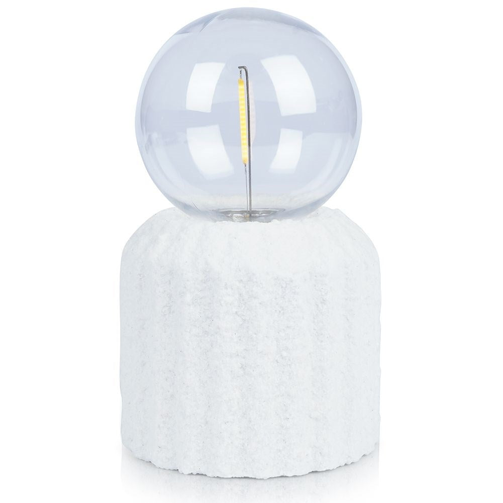 Stylish LED table lamp, battery operated, cement finish base