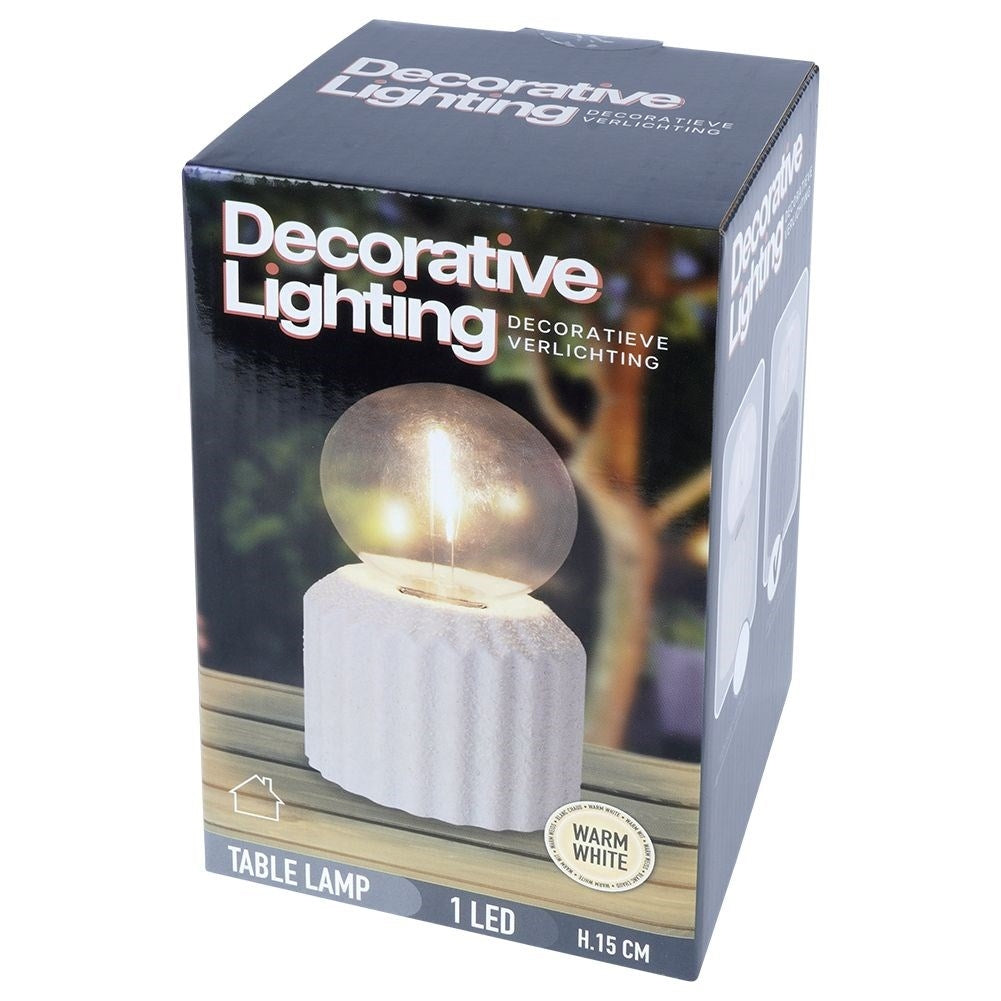 Stylish LED table lamp, battery operated, cement finish base