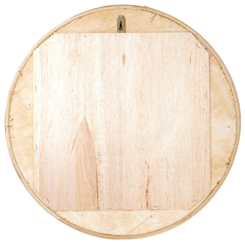 Stylish Mirror with Wooden Frame - 51 cm Diameter