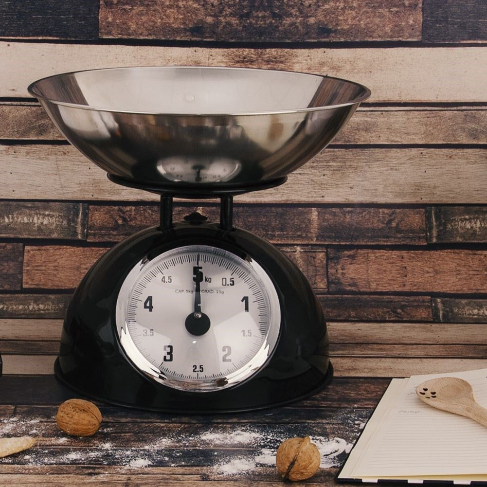 Stylish Retro Kitchen Scale with Removable Bowl, Capacity 5 kg