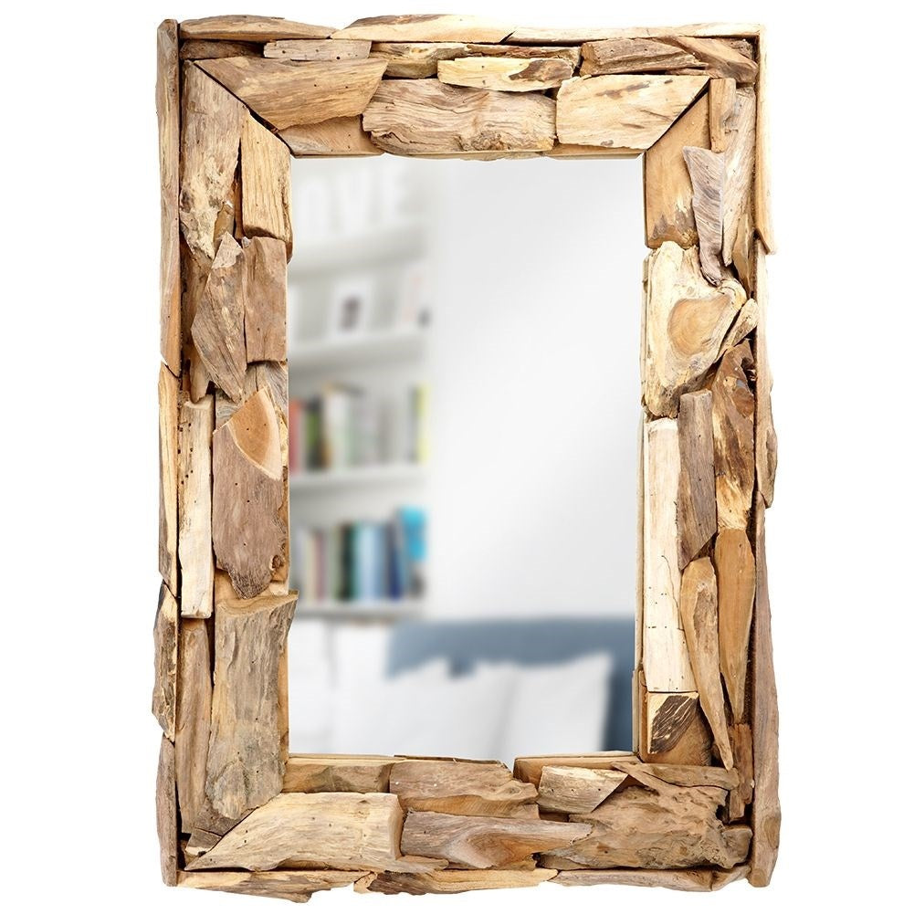 Stylish Wall Mirror 69x48.5 cm in Recycled Teak Wood