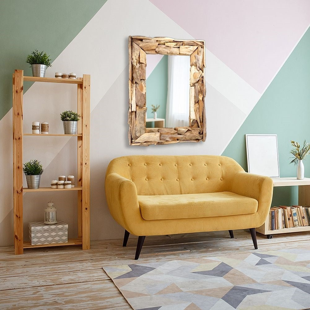 Stylish Wall Mirror 69x48.5 cm in Recycled Teak Wood