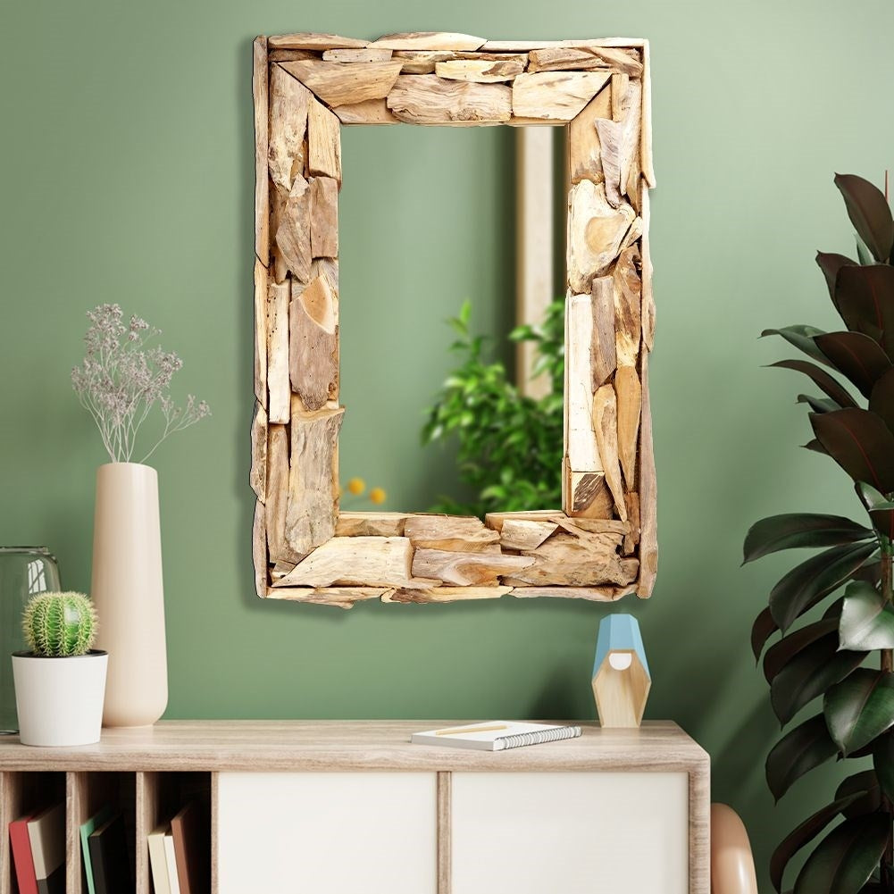 Stylish Wall Mirror 69x48.5 cm in Recycled Teak Wood