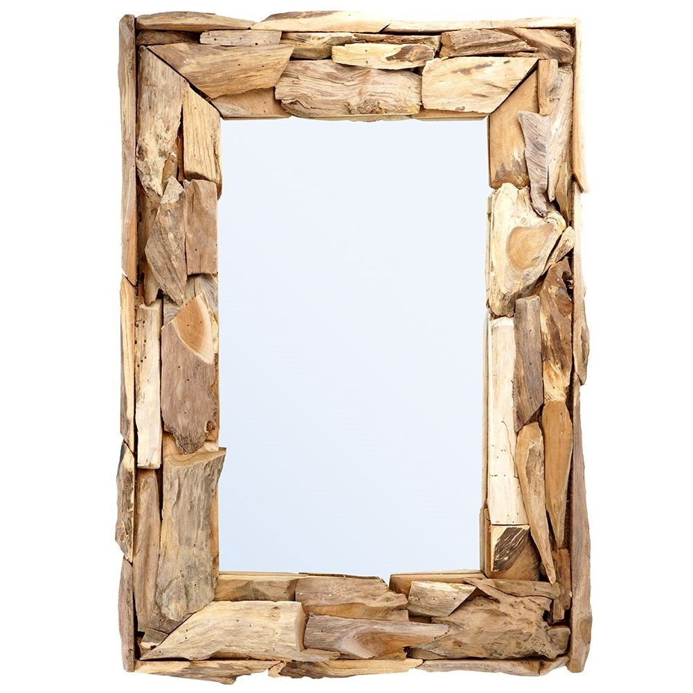 Stylish Wall Mirror 69x48.5 cm in Recycled Teak Wood