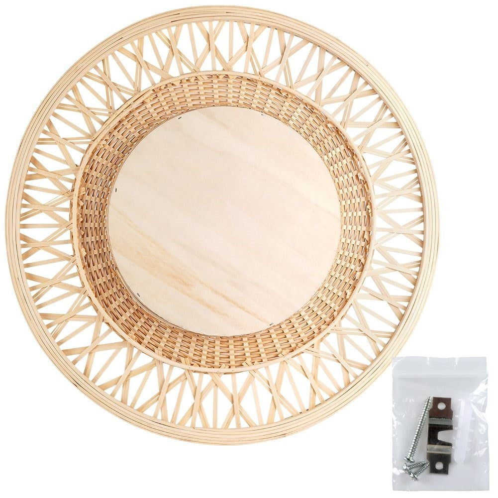 Stylish Wall Mirror with Bamboo and 56 cm Diameter