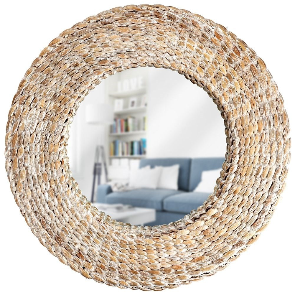 Stylish Wall Mirror with Handmade Water Hyacinth Frame