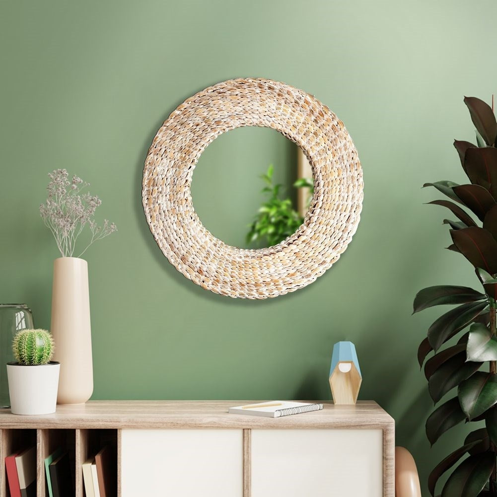 Stylish Wall Mirror with Handmade Water Hyacinth Frame