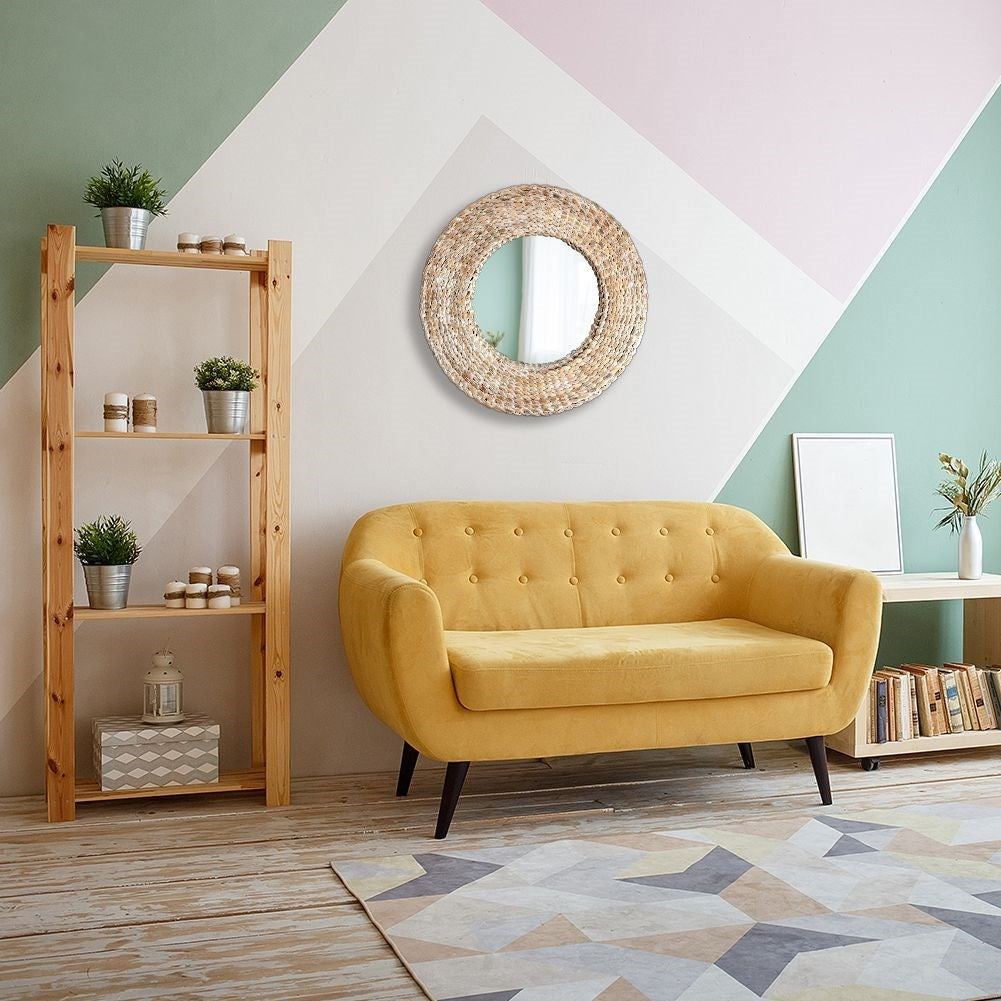 Stylish Wall Mirror with Handmade Water Hyacinth Frame