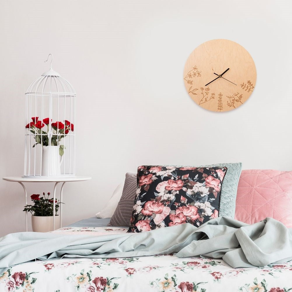 Stylish Wooden Wall Clock - 34 cm Diameter