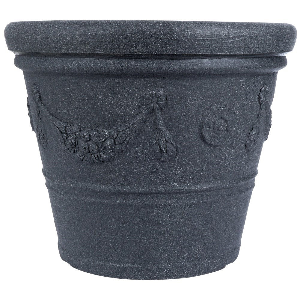 Stylish and weatherproof flower pot in graphite colour