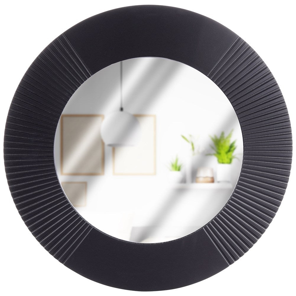 Stylish black MDF wall mirror with wide frame, perfect for any room