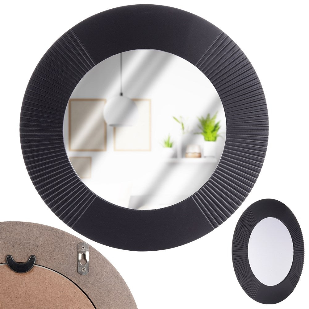 Stylish black MDF wall mirror with wide frame, perfect for any room