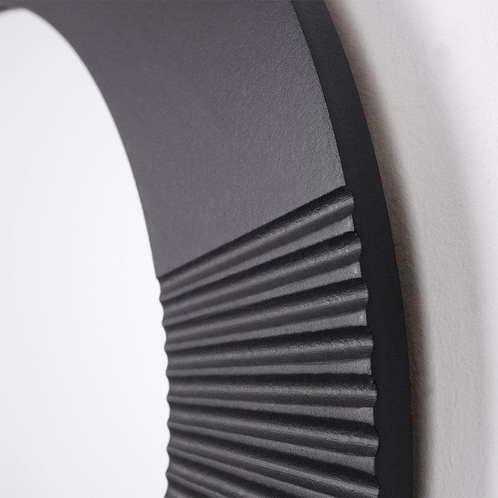 Stylish black MDF wall mirror with wide frame, perfect for any room