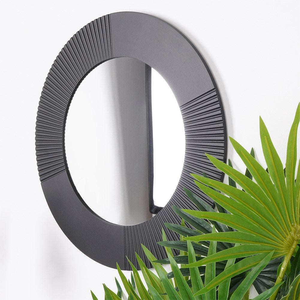 Stylish black MDF wall mirror with wide frame, perfect for any room