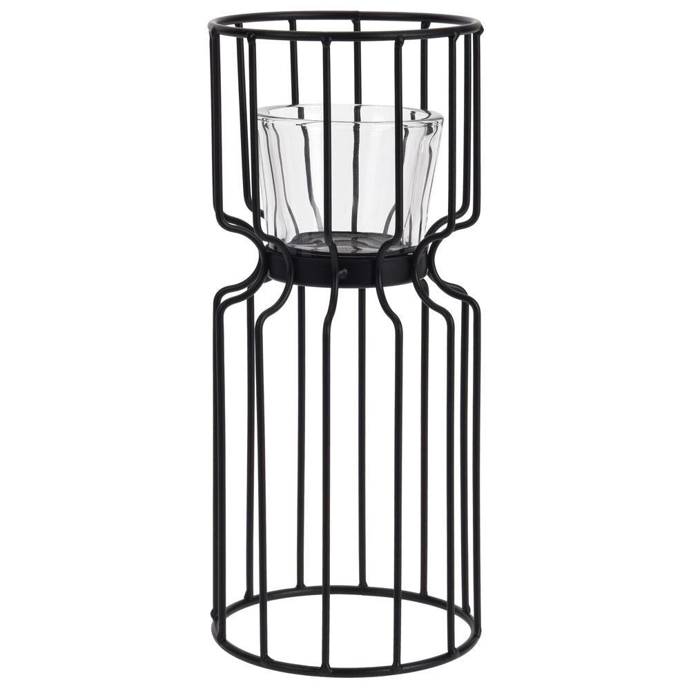 Stylish black candle holder for tea lights in an industrial design