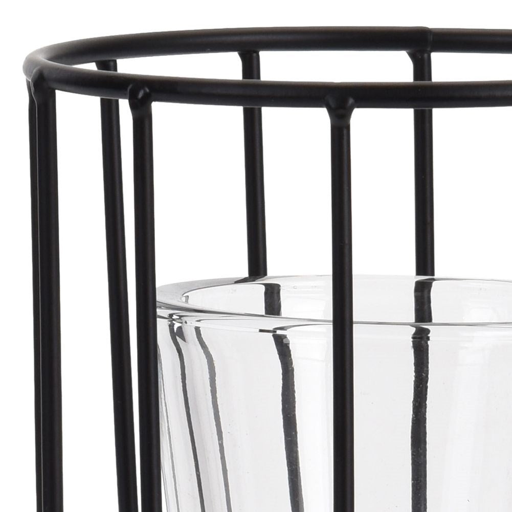 Stylish black candle holder for tea lights in an industrial design