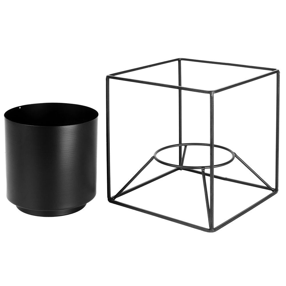 Stylish black metal pot for live and artificial plants