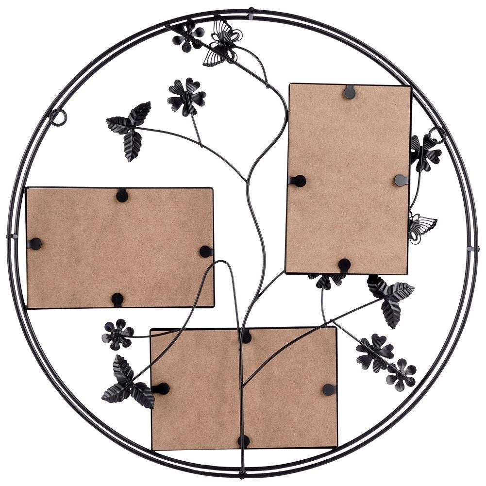 Stylish black photo frames 10 x 15 cm with floral motifs