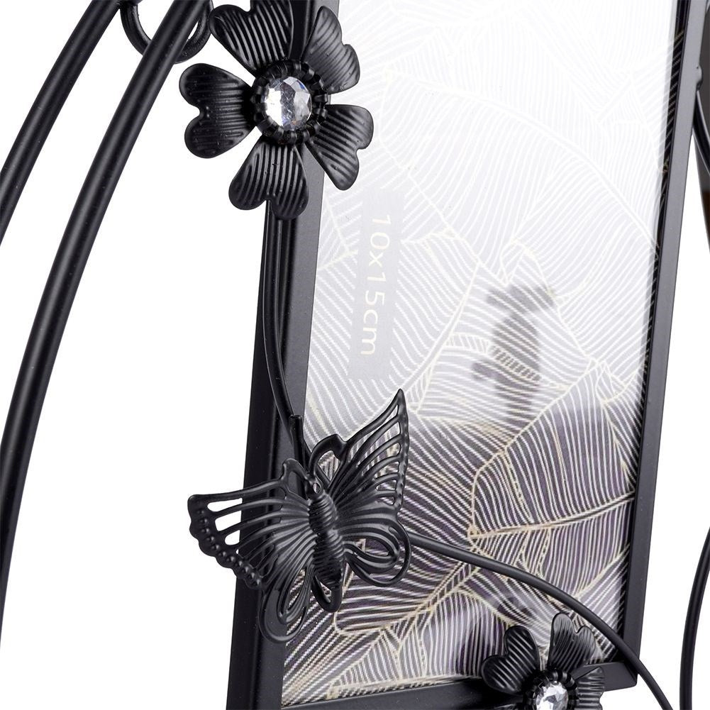 Stylish black photo frames 10 x 15 cm with floral motifs