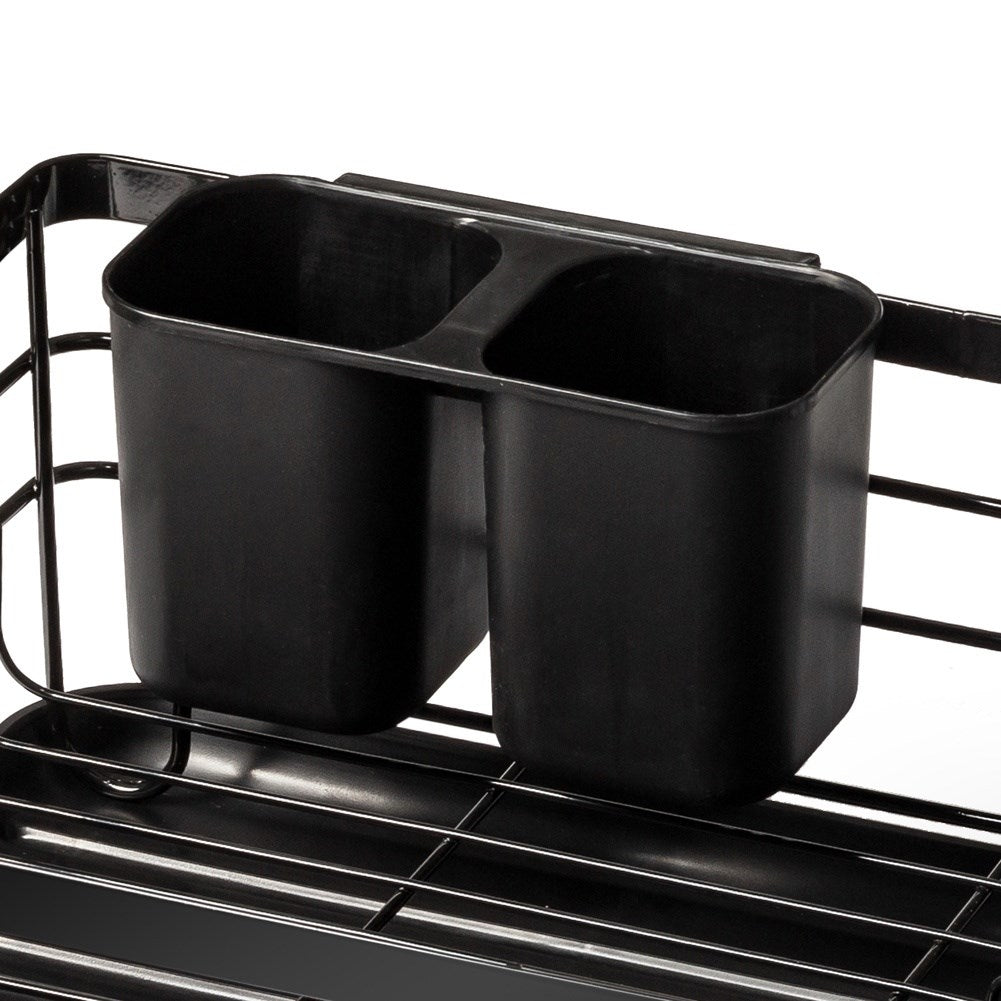 Stylish black stainless steel dish rack with drip tray