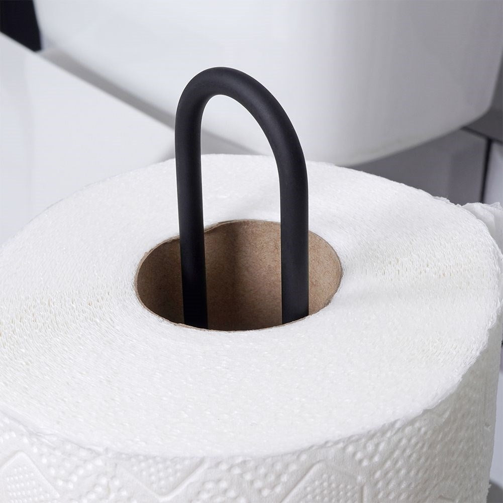 Stylish black toilet paper holder in metal