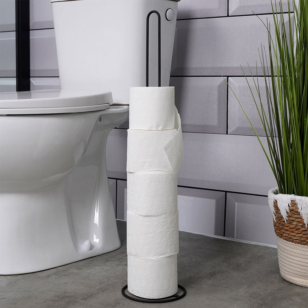 Stylish black toilet paper holder in metal