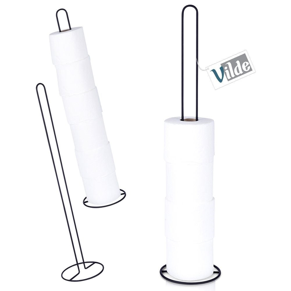 Stylish black toilet paper holder in metal