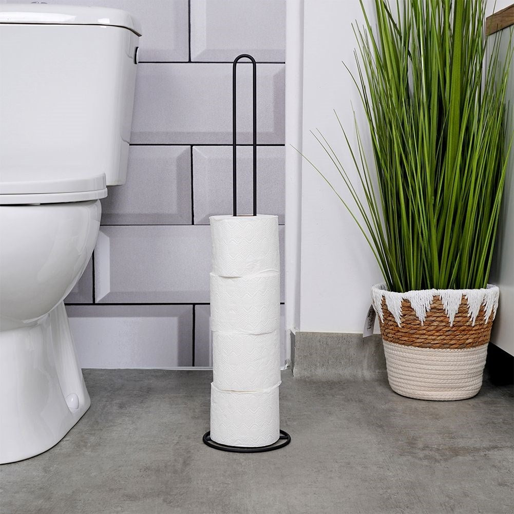 Stylish black toilet paper holder in metal