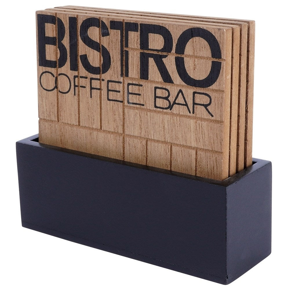 Stylish coasters with holders, non-slip surfaces, beige/black MDF