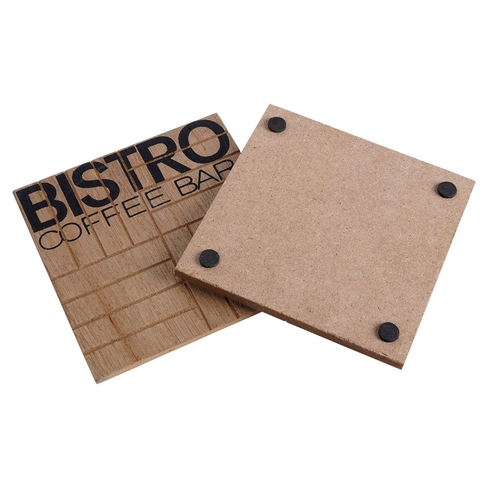 Stylish coasters with holders, non-slip surfaces, beige/black MDF
