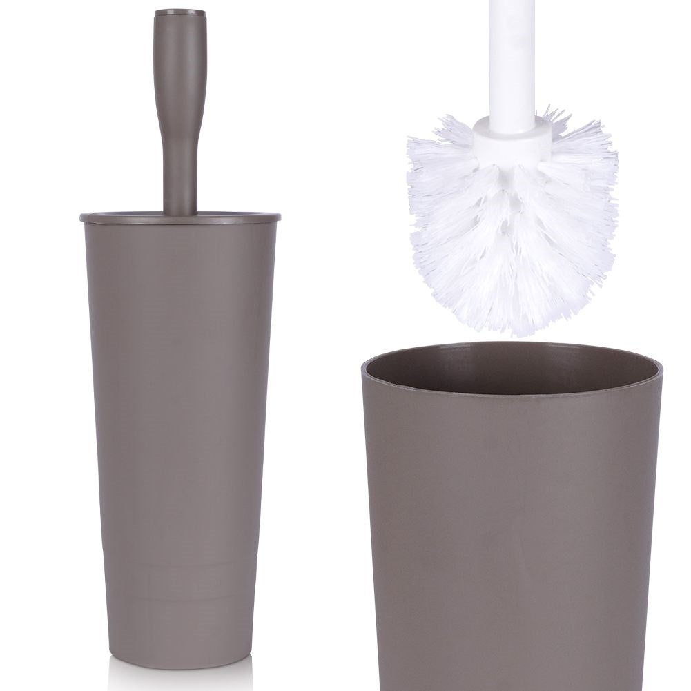 Stylish coffee colored WC brush with white brush and container