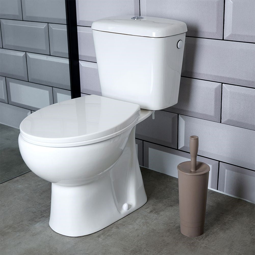Stylish coffee colored WC brush with white brush and container