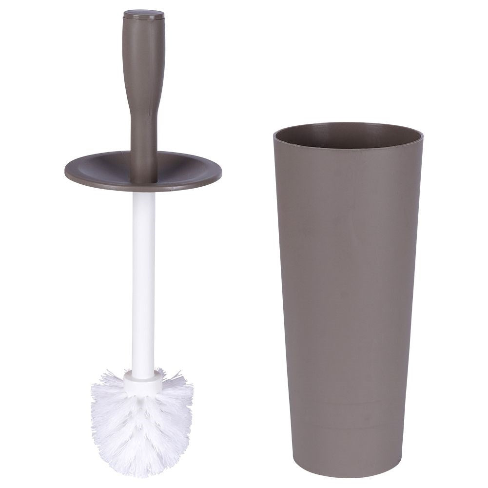 Stylish coffee colored WC brush with white brush and container