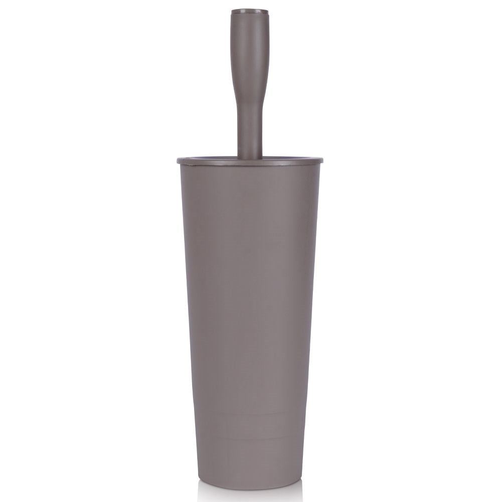 Stylish coffee colored WC brush with white brush and container